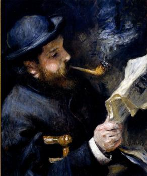 Pierre Auguste Renoir : Claude Monet Reading A Newspaper